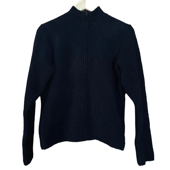 L.L. Bean Vintage Sweater Boucle Full Zip Black Size Small - Picture 1 of 7